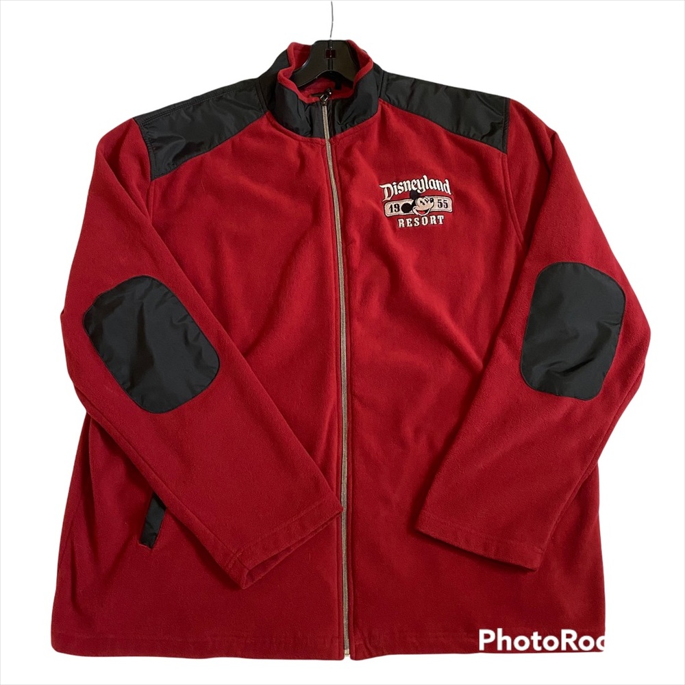 Disneyland Resort 1955 Mens XL Red Zip Up Mickey Mouse Sweater